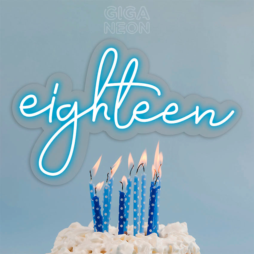 BIRTHDAY NEON SIGN - LOWERCASE EIGHTEEN