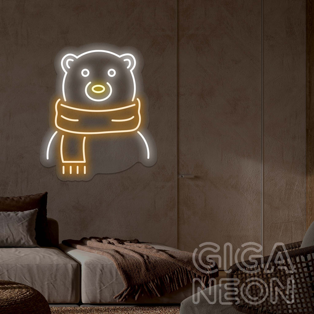 ANIMAL NEON SIGN - BEAR WITH SCARF