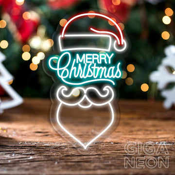 Christmas Neon Signs - Santa With Merry Christmas - GIGA NEON
