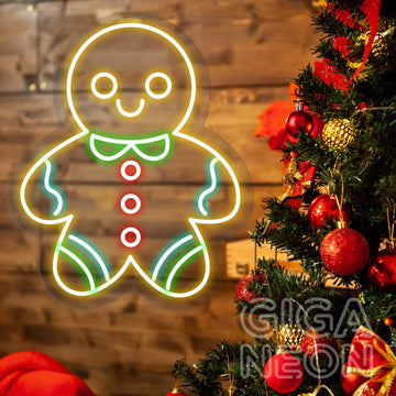 CHRISTMAS NEON SIGNS - CUTE GINGERBREAD MAN - GIGA NEON