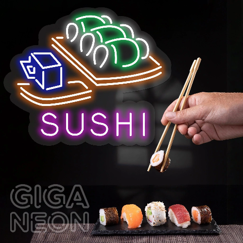 Food-Sushi with Text Neon Sign