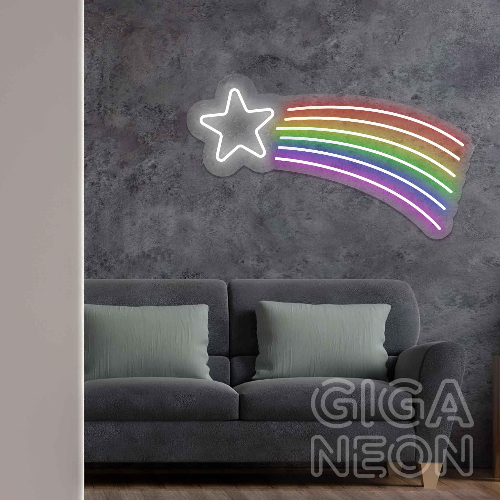 Rainbow - Star & Pried Neon Sign