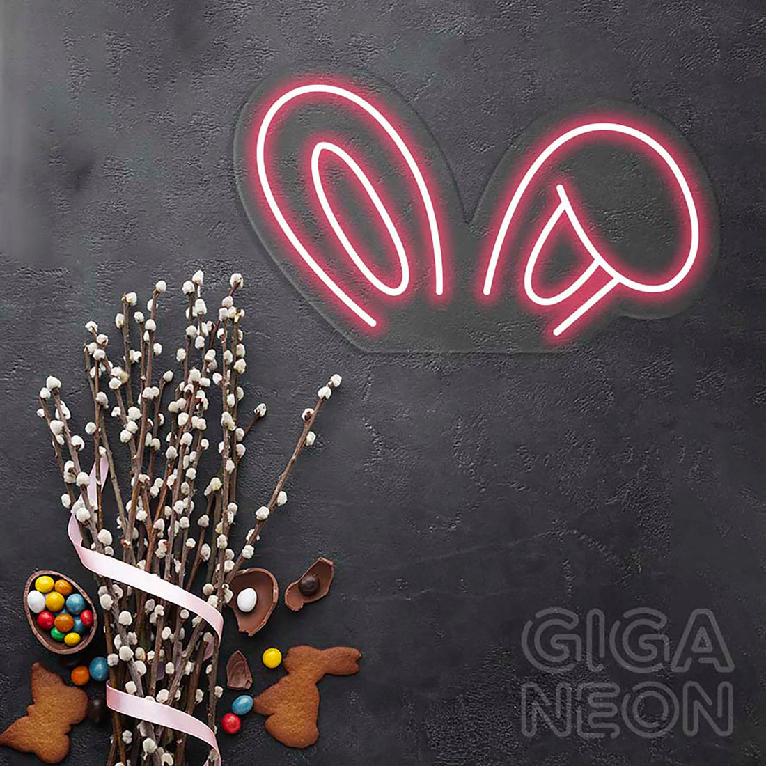 EASTER BUNNY EARS NEON SIGN