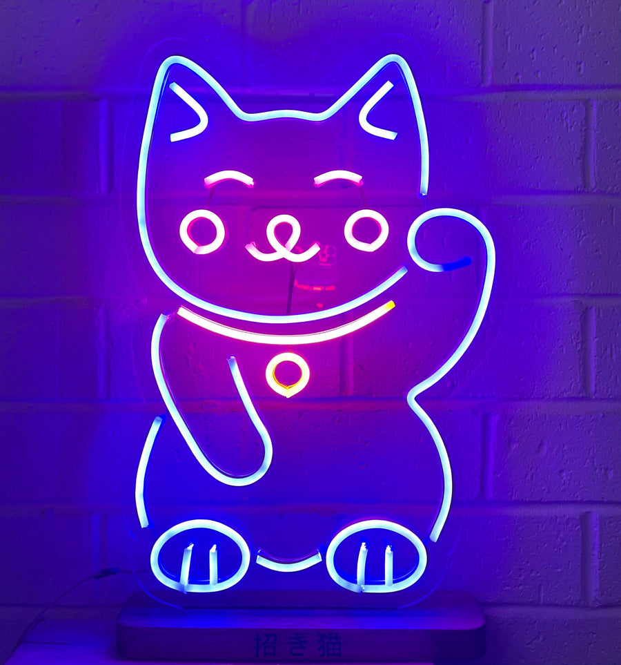 The Lucky Cat Personalised Sign - GIGA NEON