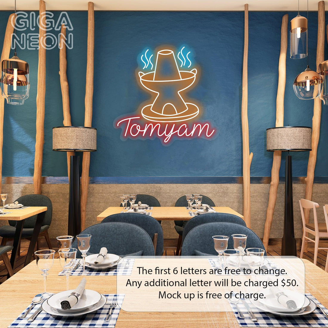 Food-Tom Yum Soup with Text Neon Sign - GIGA NEON