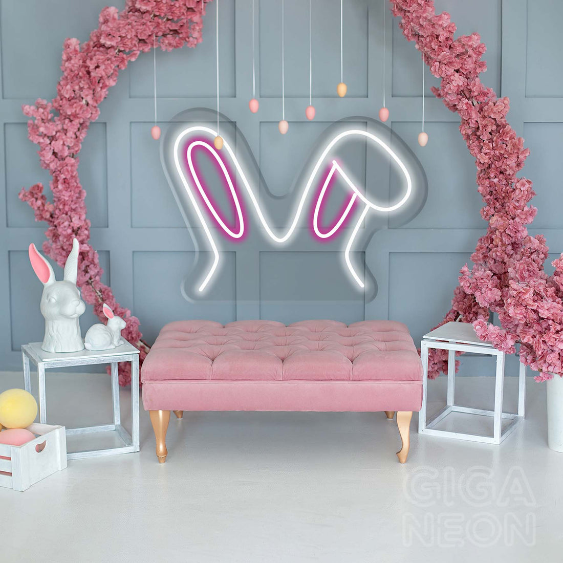 EASTER BUNNY EARS - TWO COLOUR NEON SIGN
