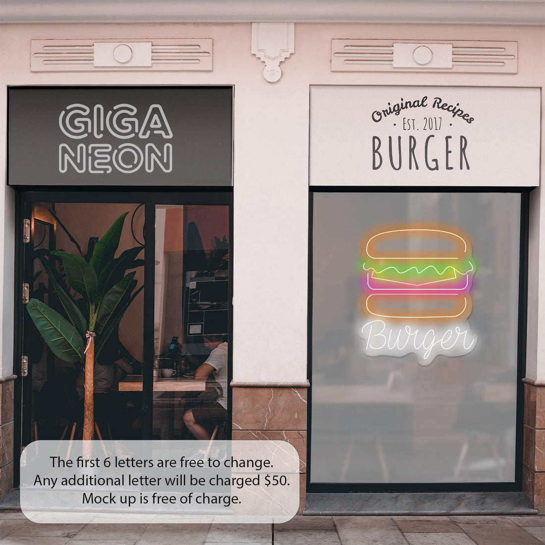 Food-Burger with Text Neon Sign - GIGA NEON